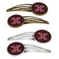 Carolines Treasures Letter x Chevron Garnet and Black Barrettes Hair Clips, Set of 4, 4PK CJ1052-XHCS4